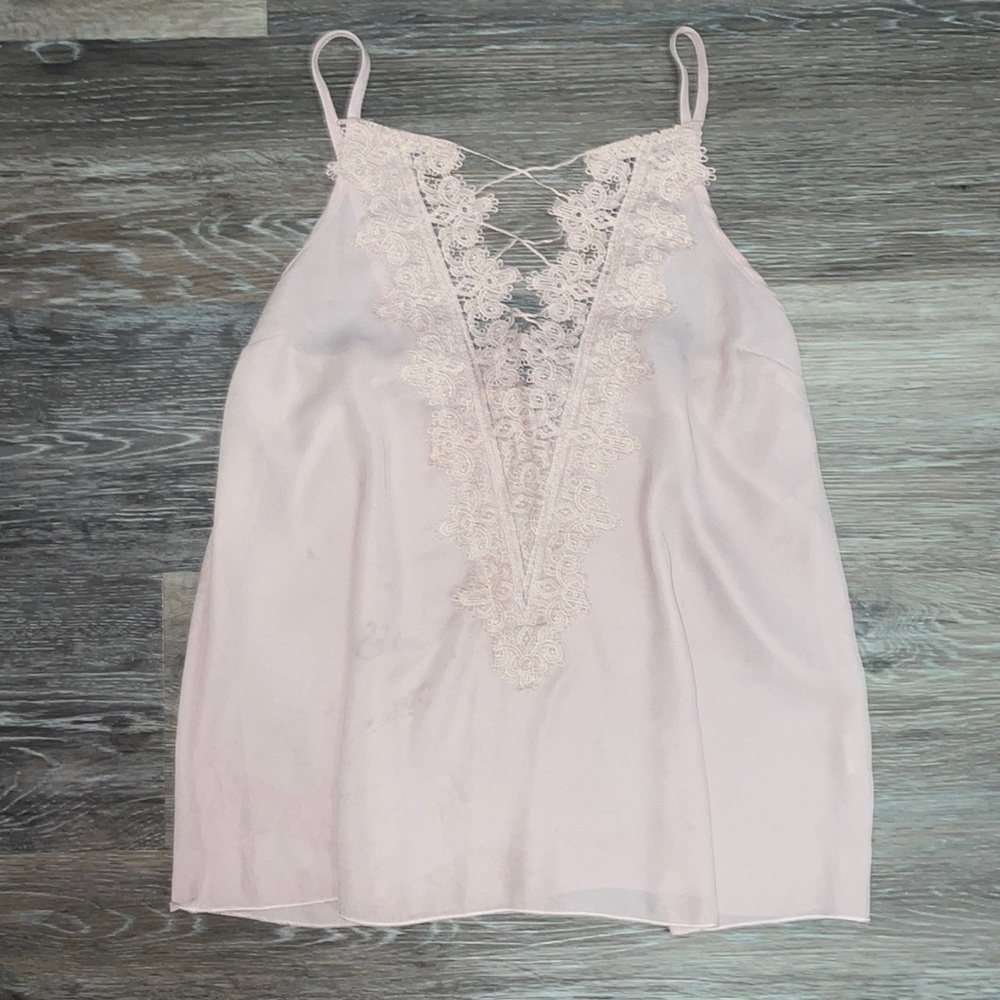 Y2K Pink Flowy Lace Tank Top by Charlotte Russe - Size Small